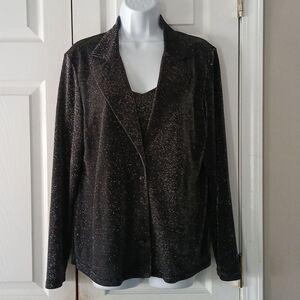 Coldwater Creek 2 pc tank blouse and jacket/button down blouse set Sz L NWOT